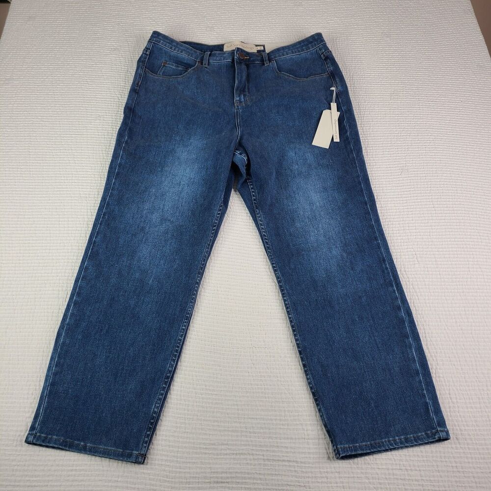 Soft Surroundings SZ 18 Petite Blue Cotton Blend Stretch Jeans NWT 3fy33